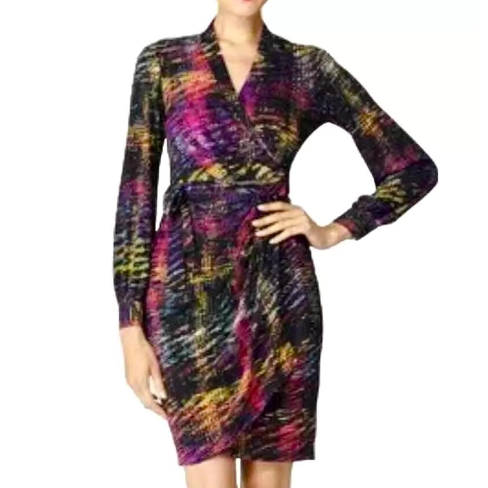 Maggy London Abstract Wrap Around Dress Size 6